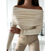 Úpletový svetrový top s rolákom Sara - bežový1