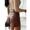 Koženkové sukňové kraťasy Beyla - hnedé2