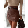 Koženkové sukňové kraťasy Beyla - hnedé