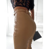 Koženkové nohavice s vysokým pásom Tringa - camel3