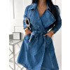 Dlhý rifľový kabát Florence - modrý