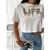 Dámske bavlnené tričko Life - biele
