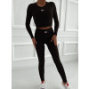 Rebrovaný legínový komplet Kali - čierny1