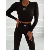 Rebrovaný legínový komplet Kali - čierny3