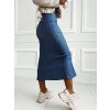 Rifľová midi sukňa Karma - tmavo modrá2