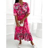 Dlhé kvetované šaty Mariel - ružové magenta