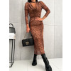 Vzorované midi šaty Tyler Leo - hnedé