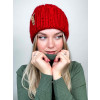 Dámska pletená čiapka Volan - červená1