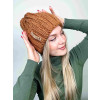 Dámska pletená čiapka Volan - camel1