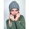 Dámska pletená čiapka Volan - tmavosivá1