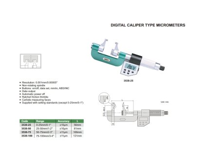 3538 100 Digitální mikrometr 75 100 mm INSIZE