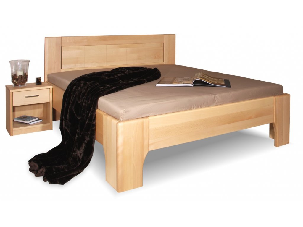 Manželská postel z masivu OLYMPIA 2. senior 160x200, 180x200, masiv buk (01-Ložná plocha 180x200 cm, Povrchová úprava KC 70. Lak - odstín čokoláda)