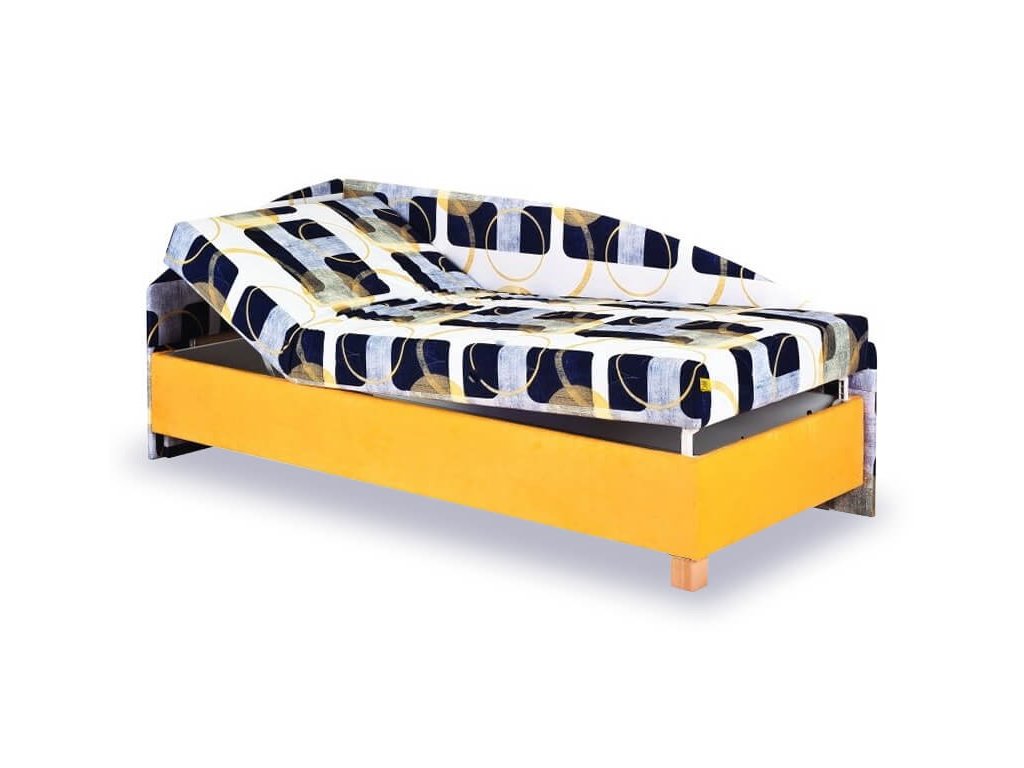 Čalouněná postel s čely a úložným prostorem Roman (01-Ložná plocha 90x200 cm, Výběr čalounění PKD MF-AO, Čalouněné postele - orientace Levé provedení)