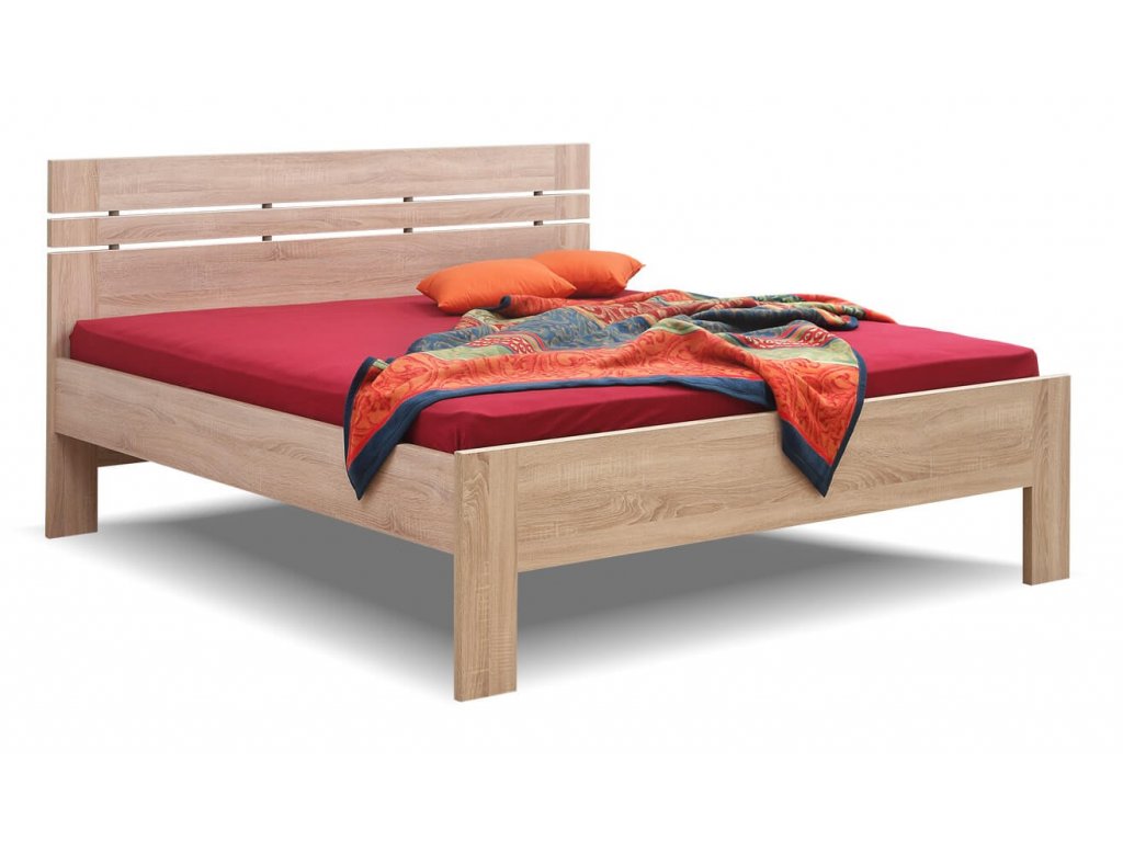 Manželská postel dvoulůžko Ella Lux, lamino, 160x200, 180x200 cm (01-Ložná plocha 180x200 cm, Materiál postelí BMB 15. Ořech natur)