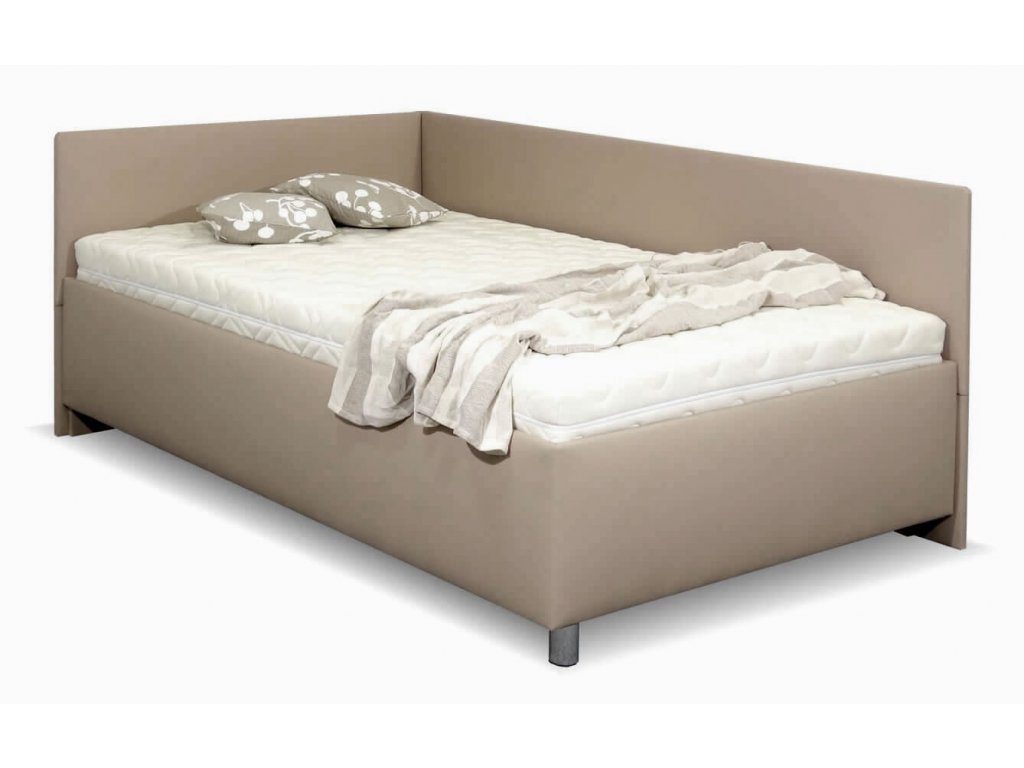 Zvýšená čalouněná postel s úložným prostorem Ryana, 140x200, hnědá