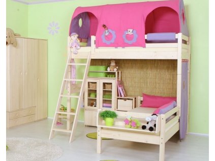 Palanda elko DOMINO D908 - RF, masiv smrk (Typ žebříku - palandy Šikmý žebřík, Výběr provedení - moření 2. Moření na bílo (výroba 6-8 týdnů ))