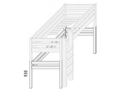Horní spaní nízké (zvyšující prvky) D857d-Domino (Výběr provedení - moření 1. Přírodní)