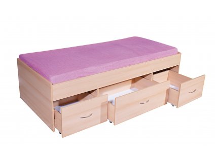 Zvýšená dětská postel s úložným prostorem 90x200 BETA (Výběr materiálu LRM 12. Antracit)