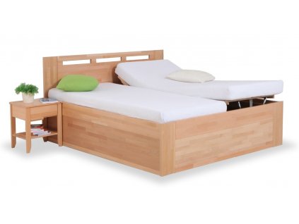 Zvýšená postel s úložným prostorem VALENCIA senior, čelní výklop, masiv buk (01-Ložná plocha 180x200 cm, Výběr moření buku BSB-Stříbrnošedá)