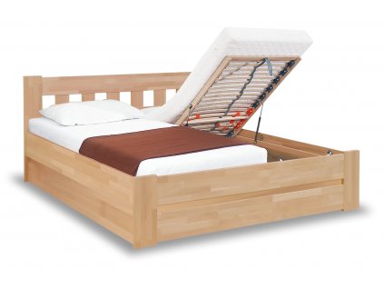 Zvýšená postel s úložným prostorem - dvoulůžko FILIP senior, 180x200 (Volba typu roštů Boční výklop, Výběr moření HP 07. Bílá)