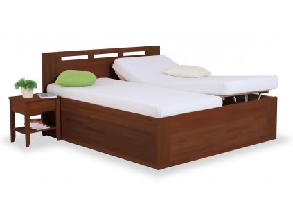 Zvýšená postel s úložným prostorem VALENCIA senior, čelní výklop, ořech (01-Ložná plocha 160x200 cm)