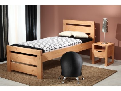 Postel z masivu - jednolůžko RHINO I. senior A0544, 90x200, smrk (Výběr provedení 03. Hnědá)