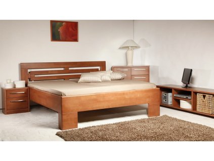 Manželská postel - dvojlůžko VAREZZA 2 senior 160x200, 180x200, masiv buk (01-Ložná plocha 180x200 cm, Povrchová úprava KC 70. Lak - odstín čokoláda)