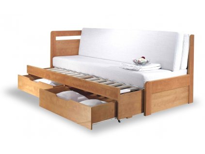 Rozkládací postel s úložným prostorem TANDEM KLASIK levá - oblá, 90x200 (Materiál postelí BMB 06. Bříza)