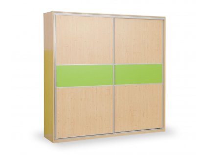 Skříň s posuvnými dveřmi D652/L, lamino - smrk, bílá (Dekor - střední výplň Domino 01. Oranžová, Výběr materiálu Domino 01. Smrk sukatý)