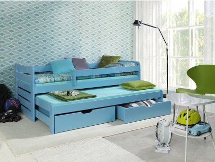 Dětská postel s přistýlkou a úložným prostorem TOMÍK II, masiv borovice (Barevné provedení postele 24. Capuccino akryl)