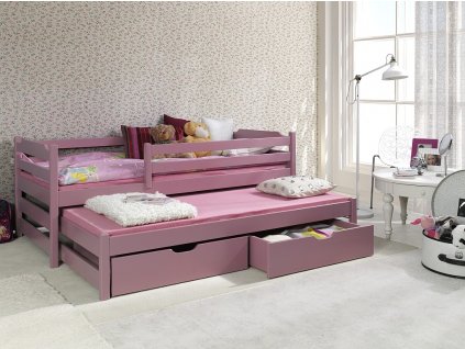 Dětská postel s přistýlkou a úložným prostorem MARTIN II, masiv borovice (Barevné provedení postele 24. Capuccino akryl)