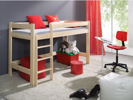 Dětská zvýšená postel horní spaní LARA, masiv borovice (Barevné provedení postele 24. Capuccino akryl)