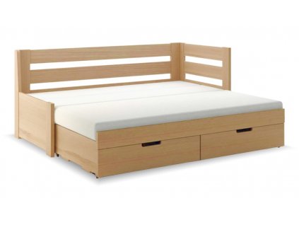 Rozkládací postel s úložným prostorem FLEXI A, pravá, lamino (Provedení MONARC 8. Ořech)