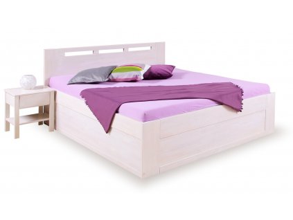 Zvýšená postel s úložným prostorem VALENCIA senior 160x200, 180x200, masiv buk - bílá (01-Ložná plocha 180x200 cm, Volba typu roštů Čelní výklop)