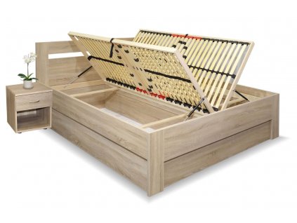 Manželská postel s úložným prostorem LADA, 180x220 (Volba typu roštů Čelní výklop, Výběr materiálu LRM 12. Antracit)