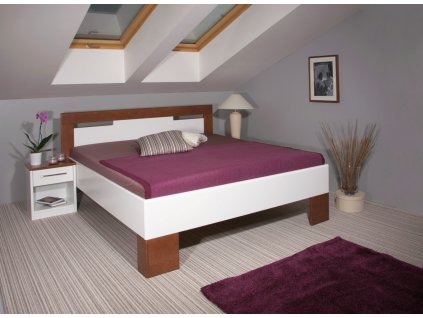 Manželská postel z masivu VAREZZA 5 senior 160x200, 180x200, masiv buk, ořech-bílá (01-Ložná plocha 180x200 cm)