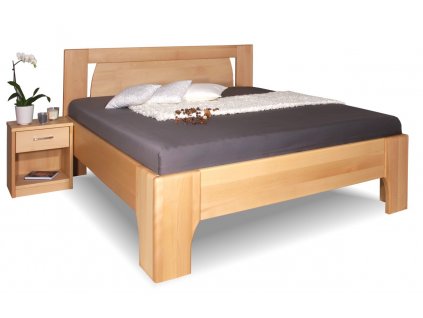 Manželská zvýšená postel z masivu OLYMPIA 1, 160x200, 180x200, masiv buk (01-Ložná plocha 180x200 cm, Povrchová úprava KC 70. Lak - odstín čokoláda)