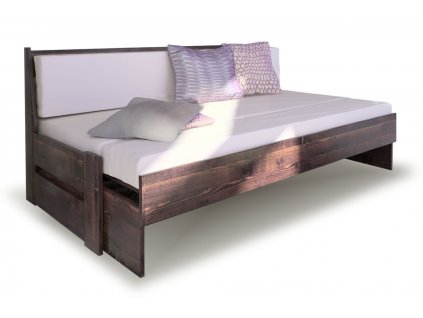 Rozkládací postel ze smrku ARLETA TWIN (Varianta úložného prostoru S úložným prostorem, Výběr moření HP 07. Bílá)