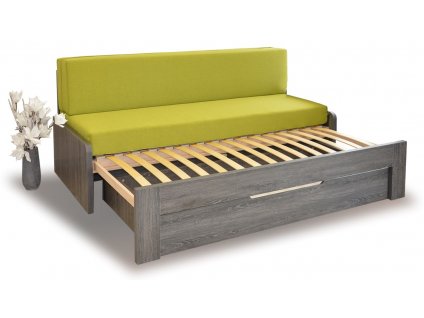 Rozkládací postel s laťovým roštem DUOVITA, lamino (Varianta úložného prostoru S úložným prostorem, Výběr dekoru AH Dub světlý)