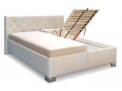 Zvýšená čalouněná postel s úložným prostorem Jolanda (01-Ložná plocha 180x200 cm, Výběr matrace PKD 03. Matrace Visco, Výběr čalounění PKD PO (ekokůže))