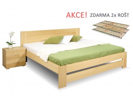 Dřevěná postel s rošty Jirka, 160x200, 180x200, masiv buk (01-Ložná plocha 180x200 cm, Moření BW - buk wenge, Výška rámu 02. 45 cm)