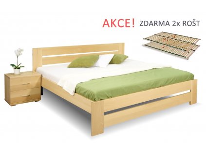 Dřevěná postel s rošty Berni, 160x200, 180x200, masiv buk (01-Ložná plocha 180x200 cm, Moření BW - buk wenge, Výška rámu 02. 45 cm)