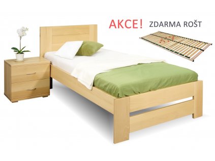 Jednolůžková postel s roštem Jirka, 80x200, 90x200, masiv buk (01-Ložná plocha 90x200, Moření BW - buk wenge, Výška rámu 02. 45 cm)