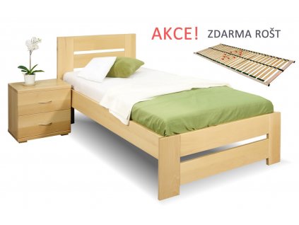 Jednolůžková postel s roštem Berni, 80x200, 90x200, masiv buk (01-Ložná plocha 90x200, Moření BW - buk wenge, Výška rámu 02. 45 cm)
