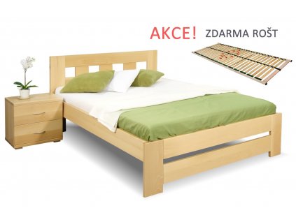 Jednolůžková postel s roštem Barča, 120x200, 140x200, masiv buk (01-Ložná plocha 140x200 cm, Moření BW - buk wenge, Výška rámu 02. 45 cm)