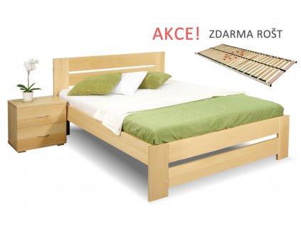 Jednolůžková postel s roštem Berni, 120x200, 140x200, masiv buk (01-Ložná plocha 140x200 cm, Moření BW - buk wenge, Výška rámu 02. 45 cm)