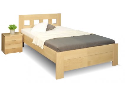 Zvýšená postel z masivu Rocco, 120x200, 140x200, masiv buk (01-Ložná plocha 140x200 cm, Moření BW - buk wenge, Výška rámu 03. 50 cm)