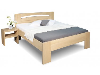 Zvýšená postel z masivu Riči, 120x200, 140x200, masiv buk (01-Ložná plocha 140x200 cm, Moření BW - buk přírodní lak, Výška rámu 03. 50 cm)