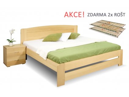 Postel s rošty Justina, 160x200, 180x200, masiv buk (01-Ložná plocha 180x200 cm, Moření BW - buk wenge, Výška rámu 02. 45 cm)