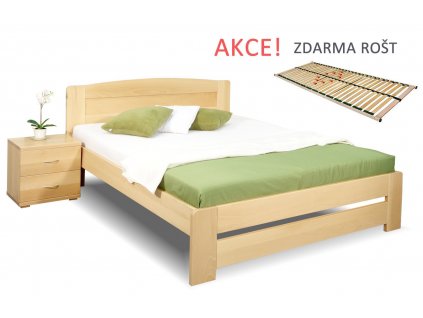 Postel s roštem Justina,120x200, 140x200, masiv buk (01-Ložná plocha 140x200 cm, Moření BW - buk wenge, Výška rámu 02. 45 cm)
